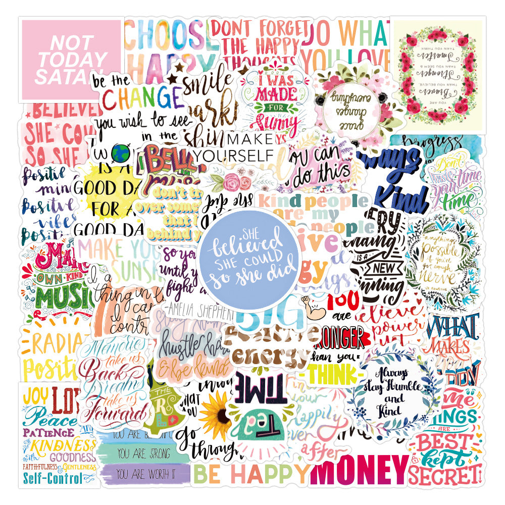 50PCS Inspirational Waterproof Graffiti Stickers for Car Cups Luggage Cases