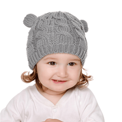Newborn Baby Knit Hat And Mittens Set With Ear For Winter