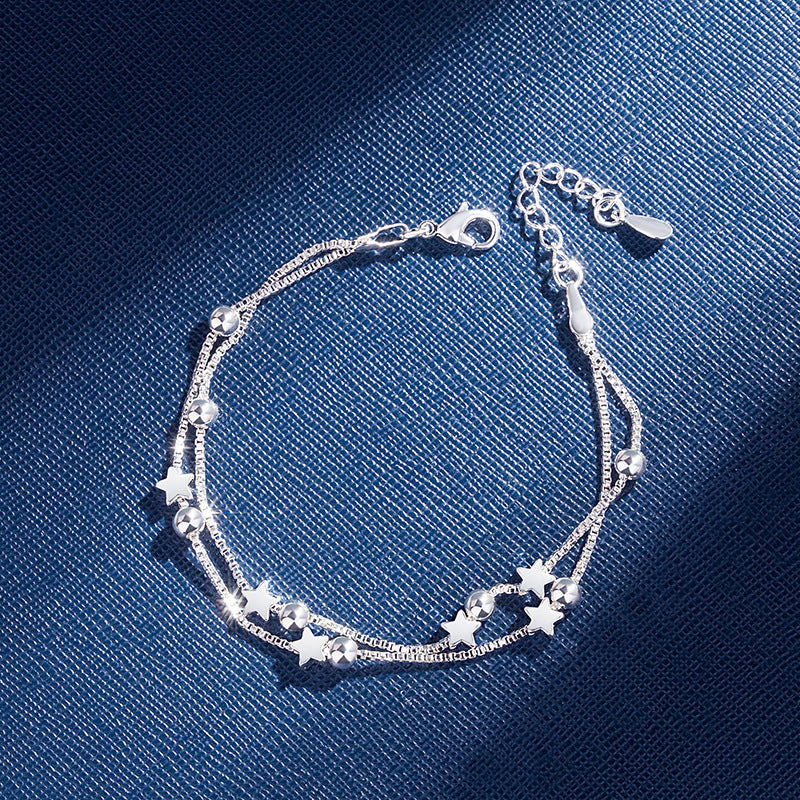 Silver Pentagram Bracelet Double Layer Star Bracelet Girls Jewelry