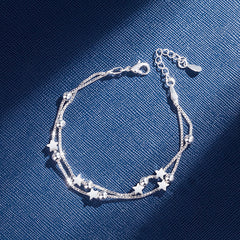 Silver Pentagram Bracelet Double Layer Star Bracelet Girls Jewelry