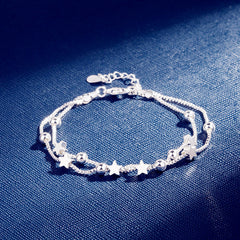 Silver Pentagram Bracelet Double Layer Star Bracelet Girls Jewelry