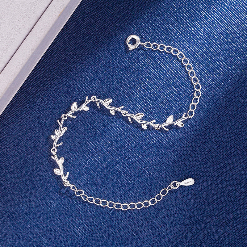 Girls Silver Plated Leaf Branch Star Bracelet Adjustable Kids
