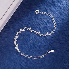 Girls Silver Plated Leaf Branch Star Bracelet Adjustable Kids