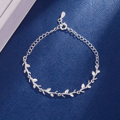 Girls Silver Plated Leaf Branch Star Bracelet Adjustable Kids