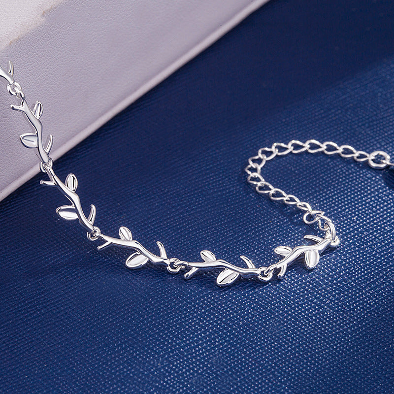 Girls Silver Plated Leaf Branch Star Bracelet Adjustable Kids