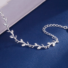 Girls Silver Plated Leaf Branch Star Bracelet Adjustable Kids
