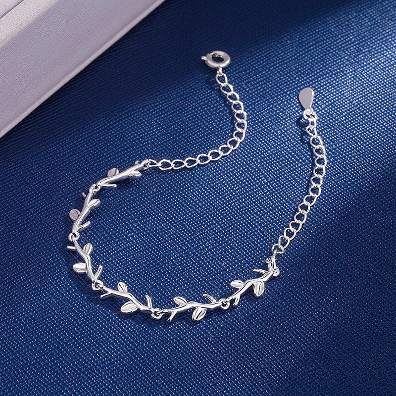 Girls Silver Plated Leaf Branch Star Bracelet Adjustable Kids