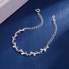 Girls Silver Plated Leaf Branch Star Bracelet Adjustable Kids