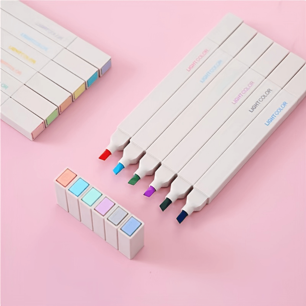 6pcs Dual Tip Highlighter Pens for Student Children