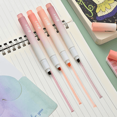 4pcs Axe Shaped Highlighters 4mm Pen Head Eye Protection Student Office Supplies
