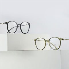 Round Clear Lens Glasses Minimalist Frame Anti Light Eyewear