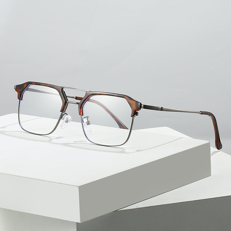 Double Bridge Light Blocking Glasses Metal Myopia Glasses