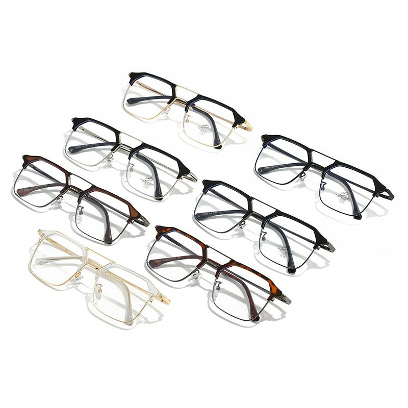 Double Bridge Light Blocking Glasses Metal Myopia Glasses