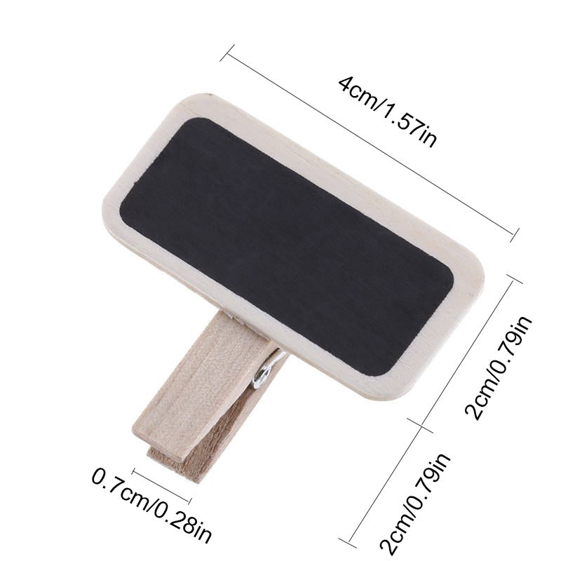 10pcs Mini Blackboard Wooden Clip Memo Folder Photo Clips Message Notes