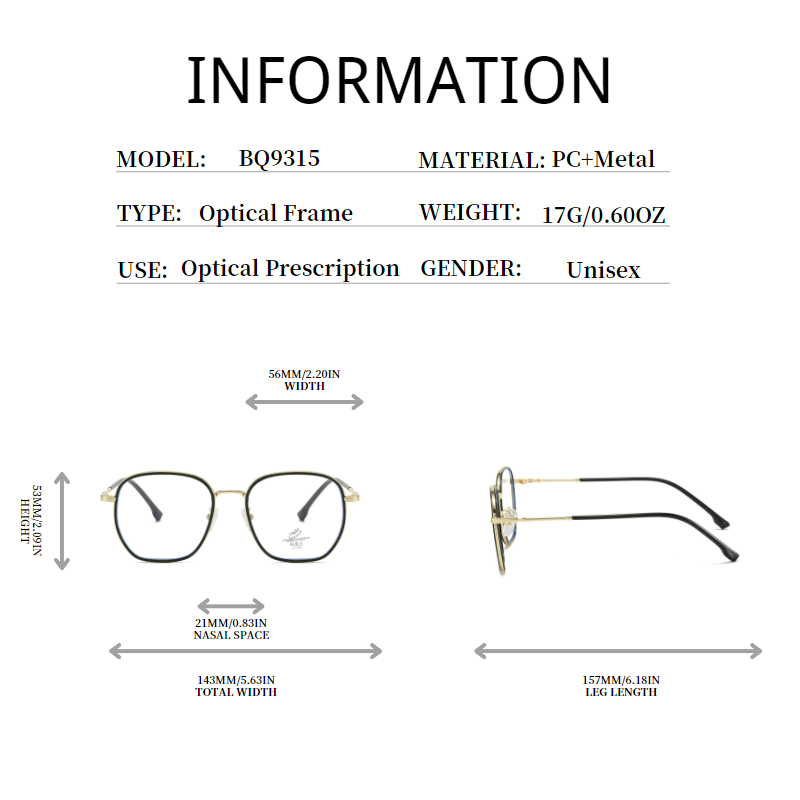 Square Frame Clear Lens Glasses Minimalist Anti Eyewear