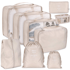 9-Piece Travel Luggage Organizer Set with Shoe & Toiletry Bag
