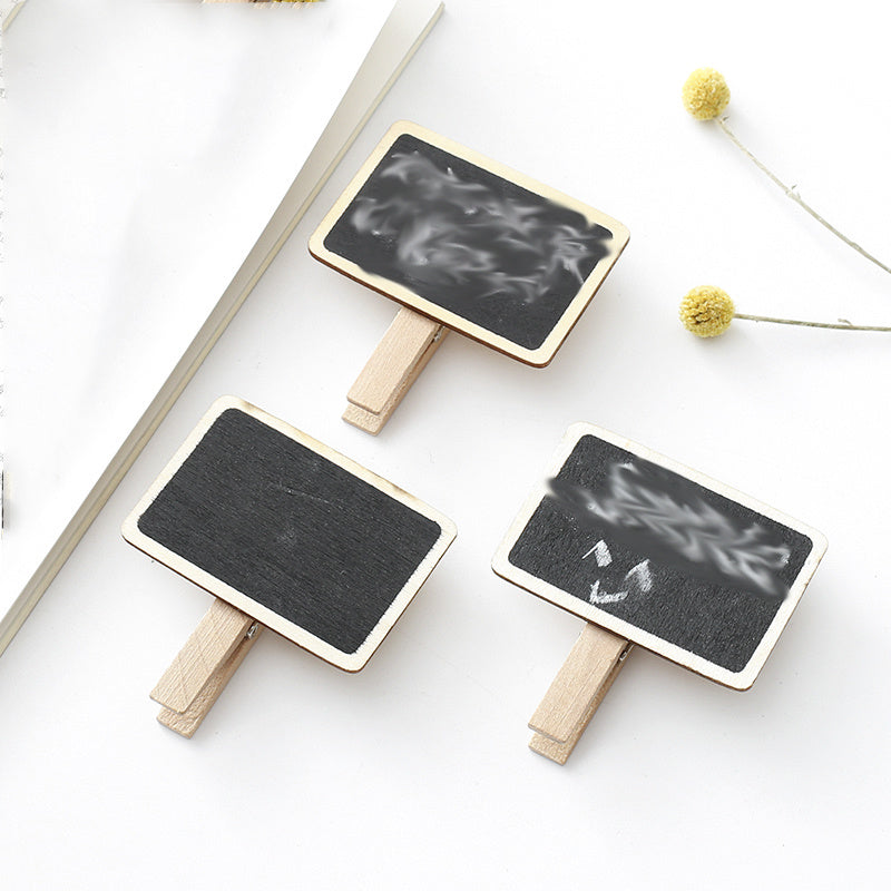 10pcs Mini Blackboard Wooden Clip Memo Folder Photo Clips Message Notes