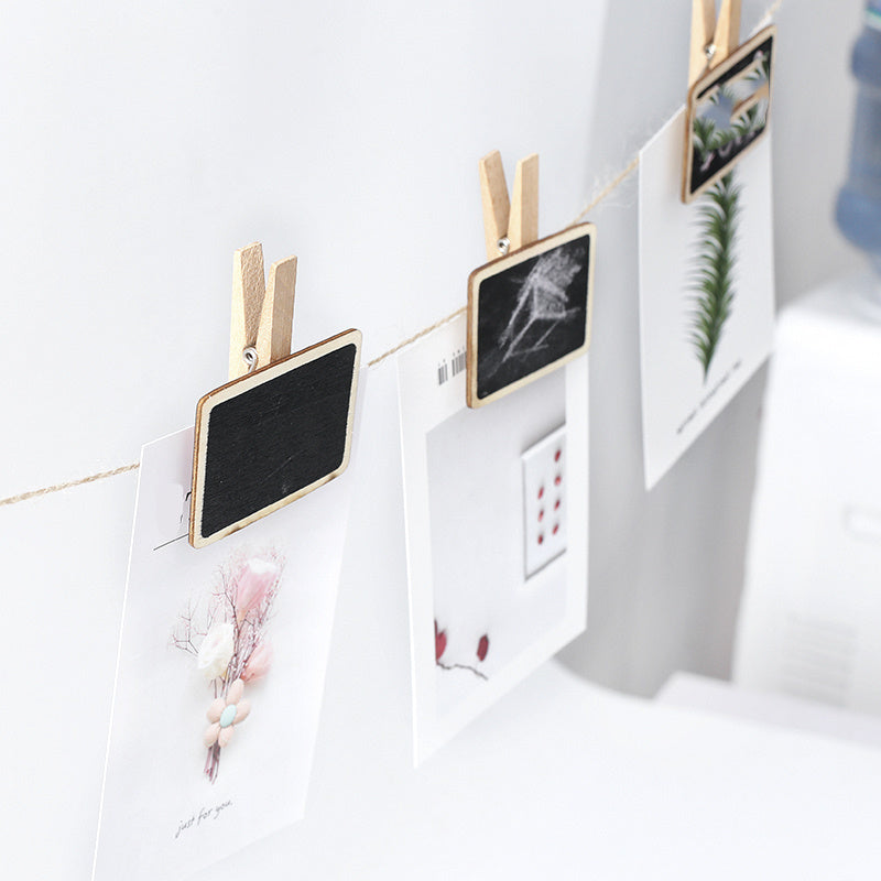 10pcs Mini Blackboard Wooden Clip Memo Folder Photo Clips Message Notes