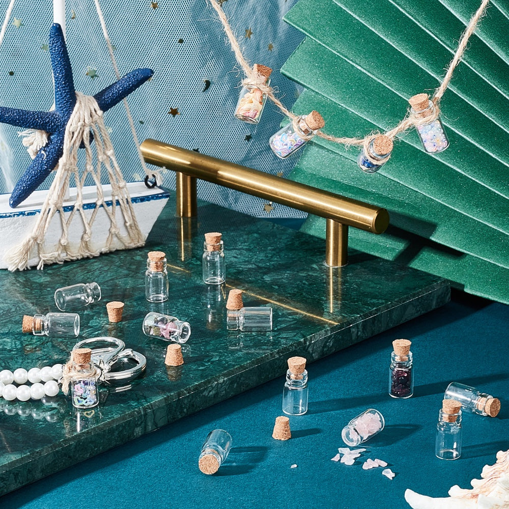 50pcs Mini Glass Bottles 1.5ml Small Jars With Cork Stoppers Wish Favor Bottles