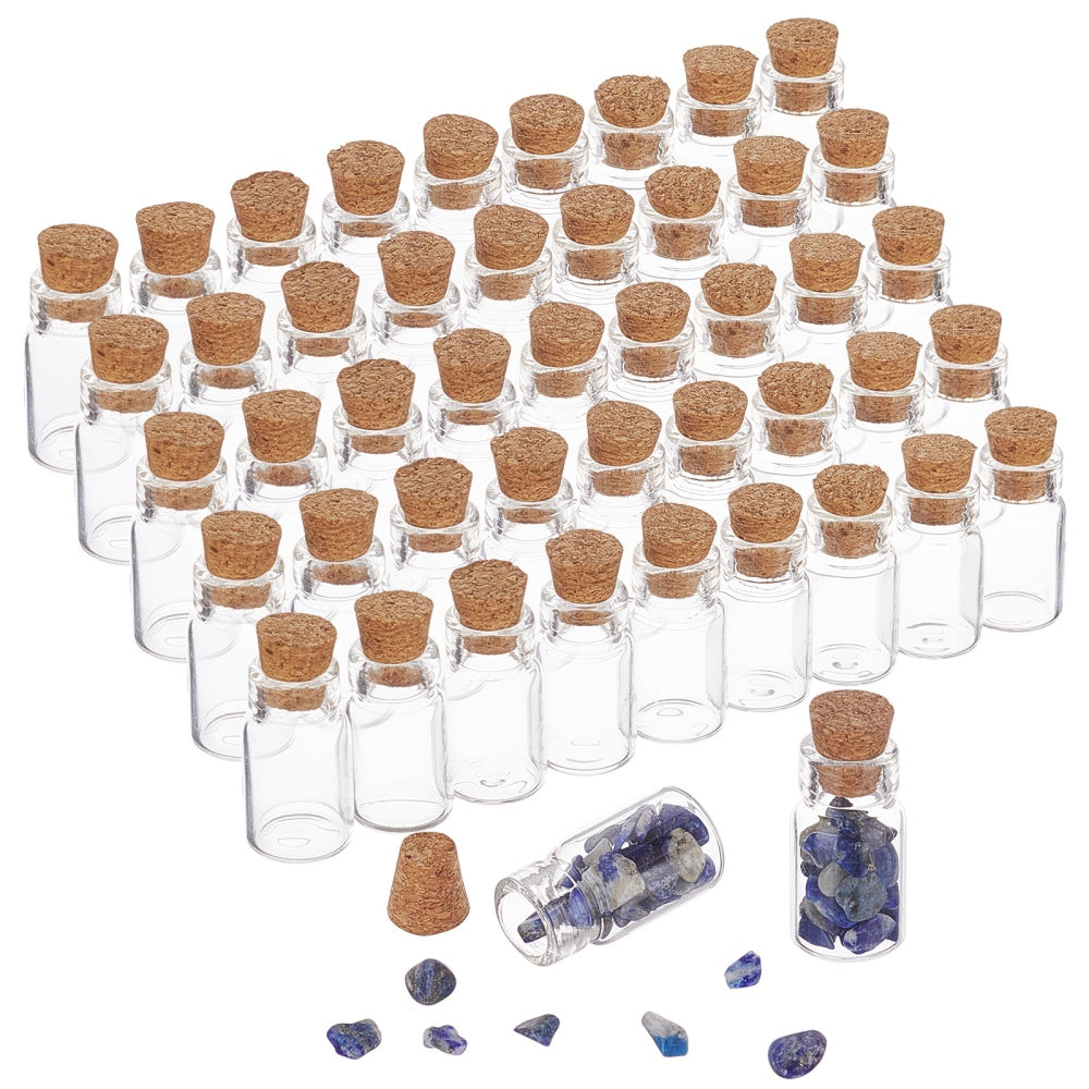 50pcs Mini Glass Bottles 1.5ml Small Jars With Cork Stoppers Wish Favor Bottles