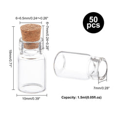 50pcs Mini Glass Bottles 1.5ml Small Jars With Cork Stoppers Wish Favor Bottles