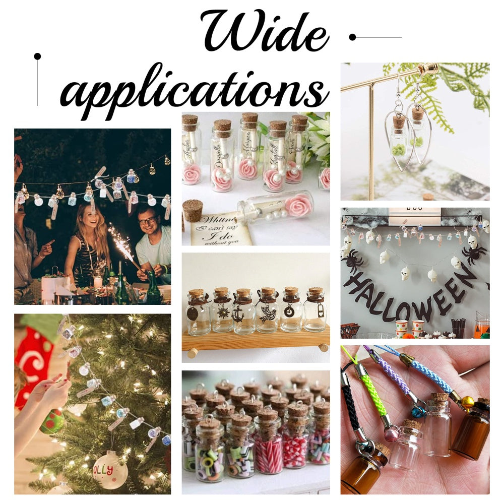 50pcs Mini Glass Bottles 1.5ml Small Jars With Cork Stoppers Wish Favor Bottles