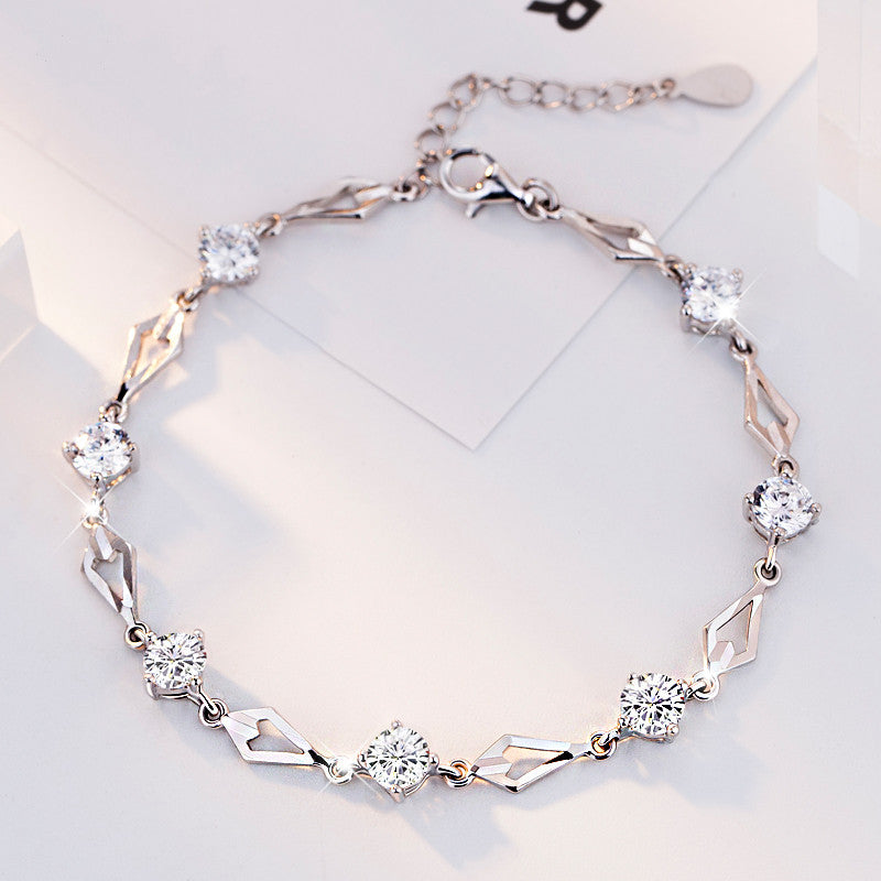 Girls Hollow Geometry Inlaid Zircon Adjustable Bracelet Kids