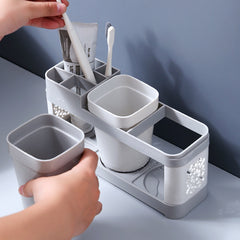 Hollow Toothbrush and Toothpaste Holder Set for Bathroom Storage