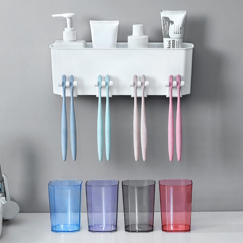 Wall Toothbrush Holder Bathroom Storage Box Organizer Shelf