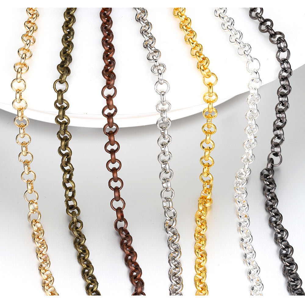 2 Meters Silver Plated Copper Link Chain for Jewelry Making