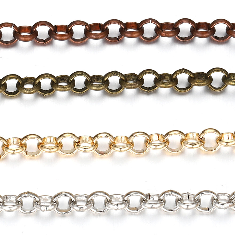 2 Meters Silver Plated Copper Link Chain for Jewelry Making