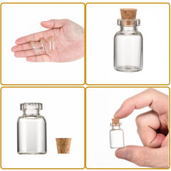 Glass Jar Bead Containers With Cork Stopper Clear Wishing Bottle
