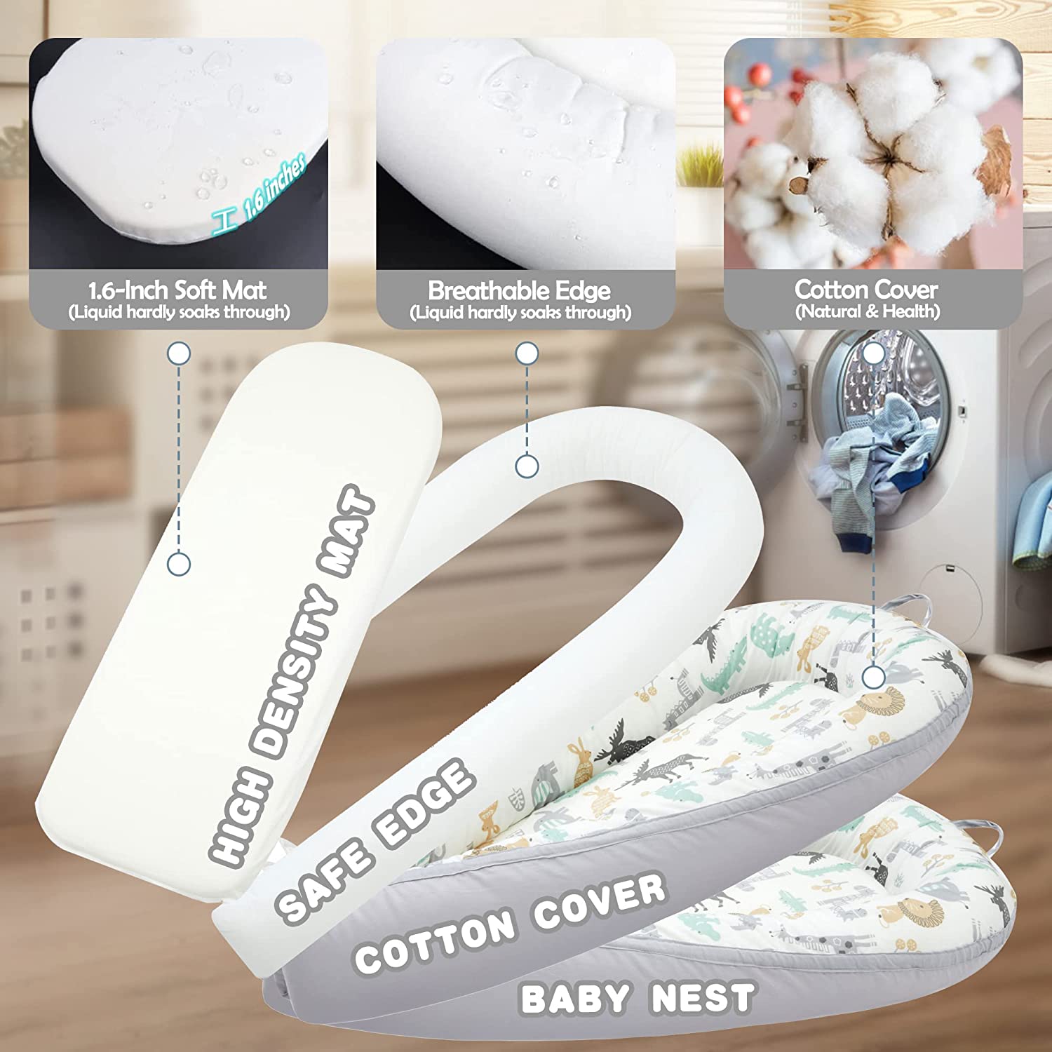 Soft Baby Lounger for 0-12 Months Old