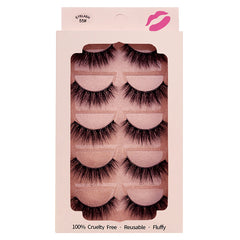5 Pairs Fluffy 3D Mink Lashes - Natural & Reusable - Perfect Gift for Her