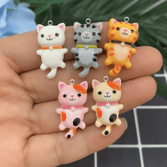 10Pcs 3D Small Cat Charm Pendant Resin Accessories Earrings Keychain Bracelet