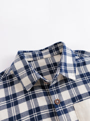 Boys Lapel Plaid Shirts Tops Kids Clothes