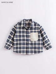Boys Lapel Plaid Shirts Tops Kids Clothes