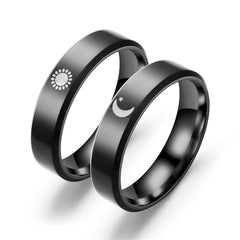 Moon Sun Couple Ring Stainless Steel Jewelry Wedding Ring