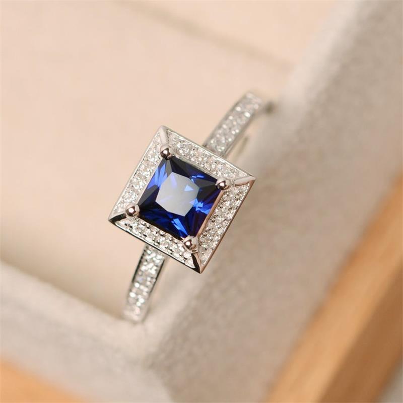 Square Zircon Women Ring Bridal Wedding Girls Gift Jewelry