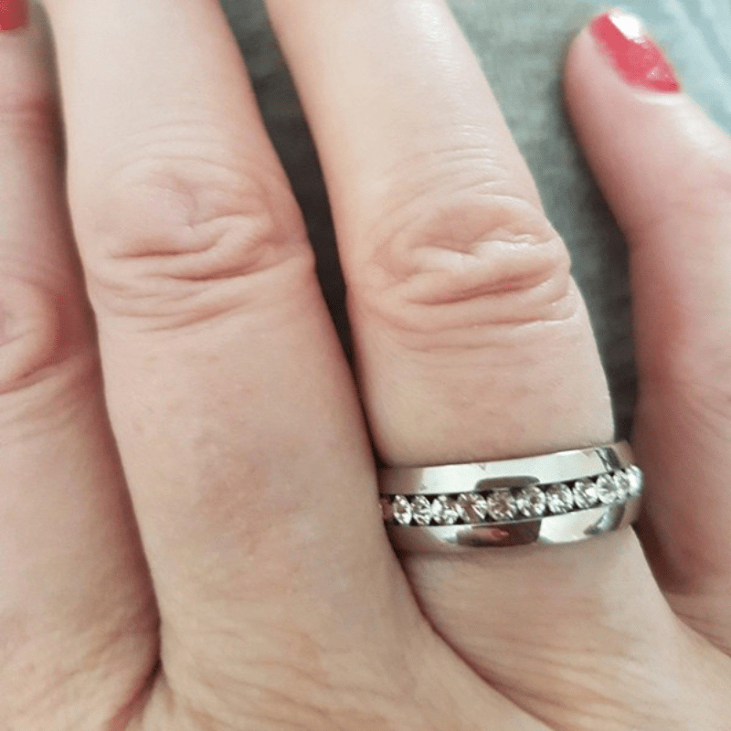 Titanium Steel Couple Ring Zircon Decor Party Jewelry Finger Accessories