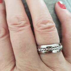 Titanium Steel Couple Ring Zircon Decor Party Jewelry Finger Accessories