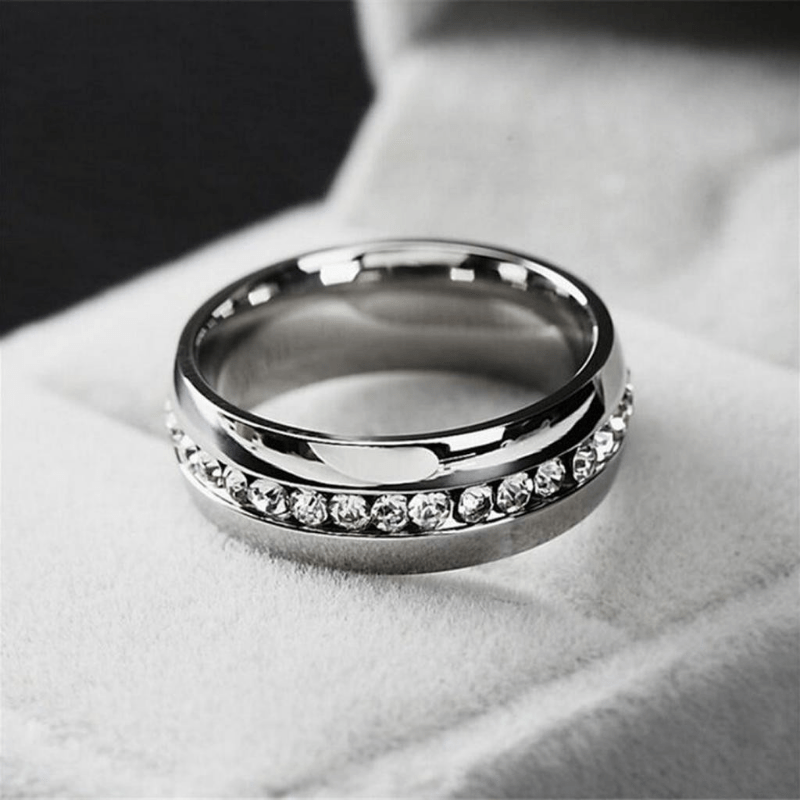 Titanium Steel Couple Ring Zircon Decor Party Jewelry Finger Accessories