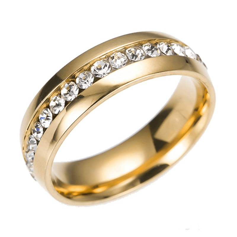 Titanium Steel Couple Ring Zircon Decor Party Jewelry Finger Accessories