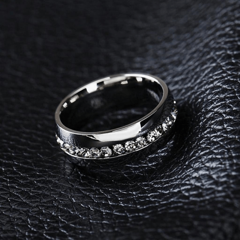 Titanium Steel Couple Ring Zircon Decor Party Jewelry Finger Accessories