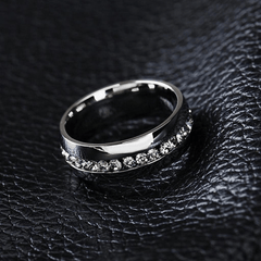 Titanium Steel Couple Ring Zircon Decor Party Jewelry Finger Accessories