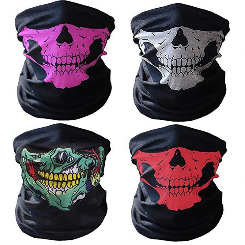 Skull Print Windproof Neck Gaiter for Skiing Snowboarding Biking