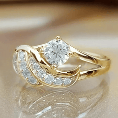 18K Plated Angel Wings Zircon Ring Bridal Girl Casual Daily Wear Jewelry