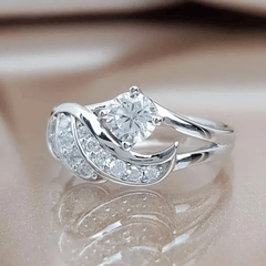 18K Plated Angel Wings Zircon Ring Bridal Girl Casual Daily Wear Jewelry
