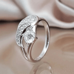 18K Plated Angel Wings Zircon Ring Bridal Girl Casual Daily Wear Jewelry