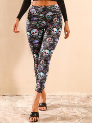 Skull Print Yoga Pants Stretchy Leggings Women's Activewear